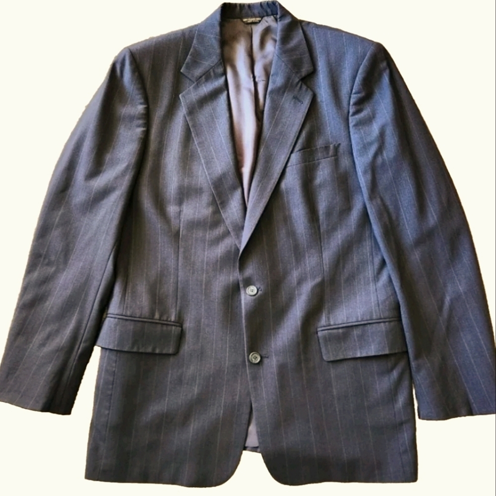VTG Brooks Brothers suit jacket Size 41L dark gray w/Lt gray stripe USA made